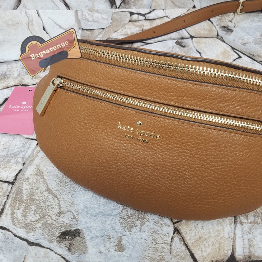 #bagsavenue Leila Belt Bag Warm Gingerbread Pebbled Leather Fanny Kate Spade - Picture 8 of 15